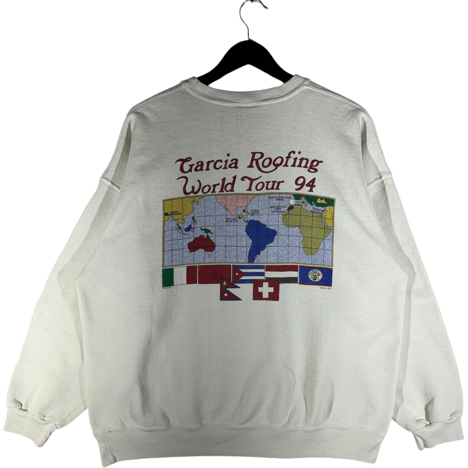 Vintage Garcia Roofing "World Tour" Crewneck 90s