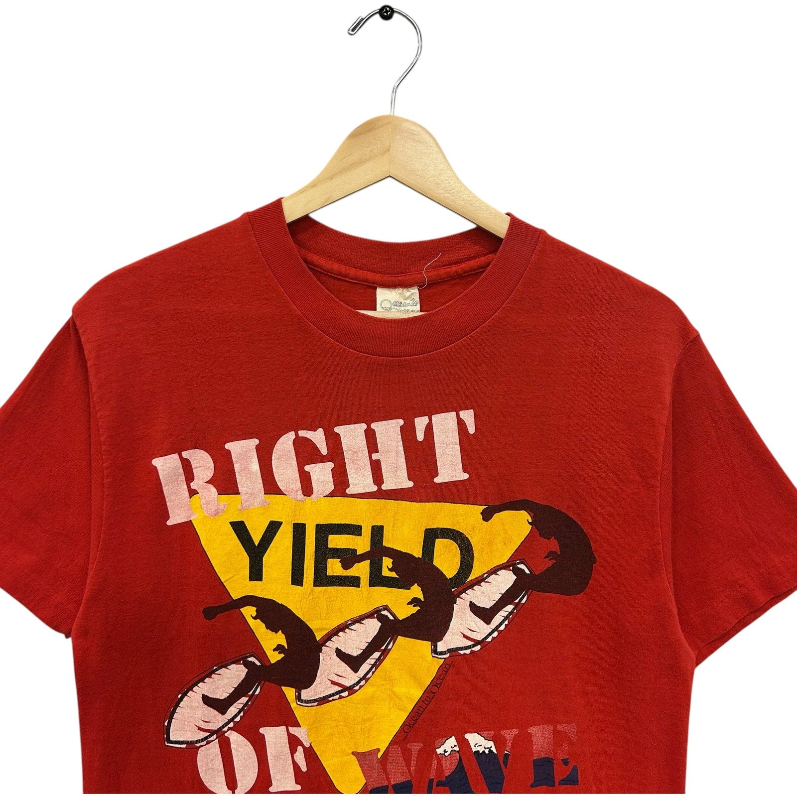 Vintage "Yield Right Of Wave" Road Sign Surfing Tee