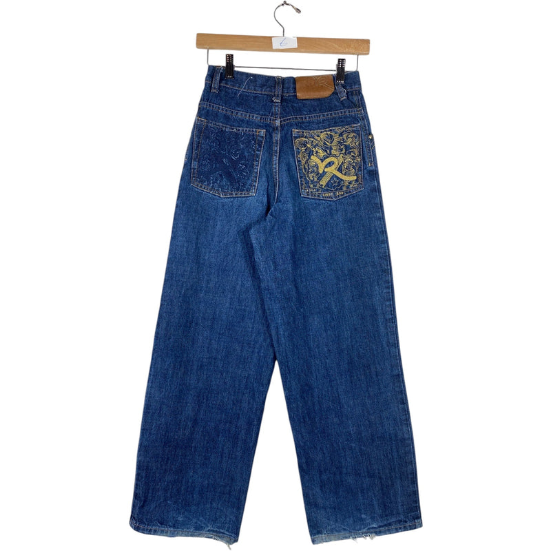 Vintage Roca Wear Embroidery Pattern Pockets Denim Jeans 12