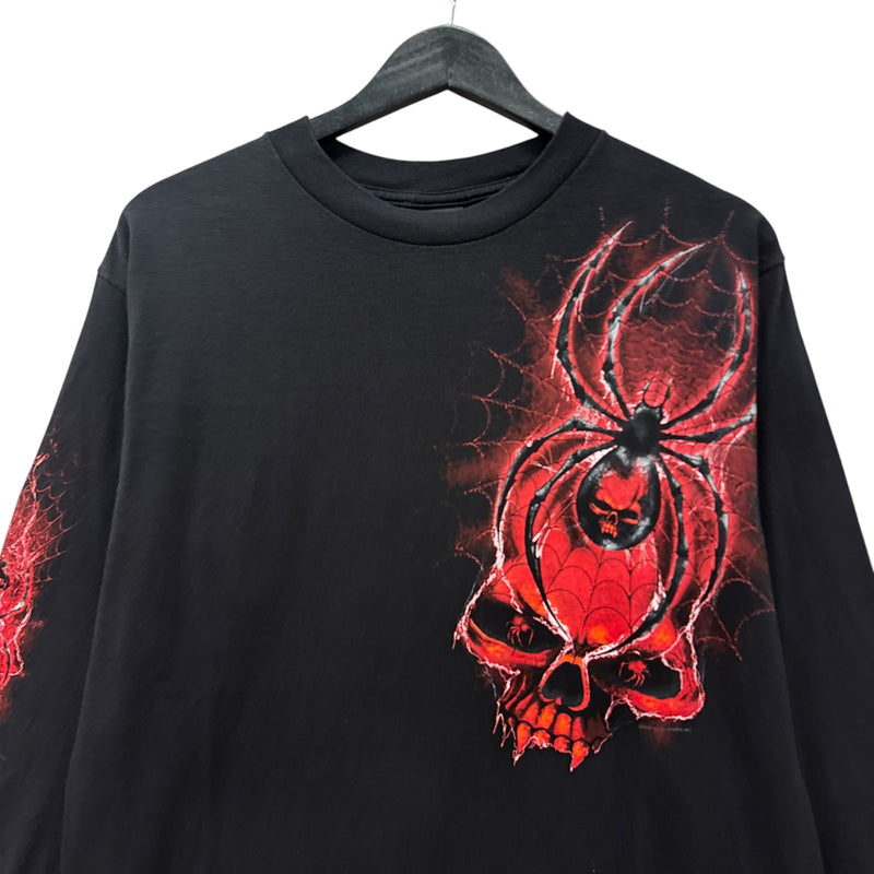 Vintage Hot Leathers Spider Web Skeleton Long Sleeve