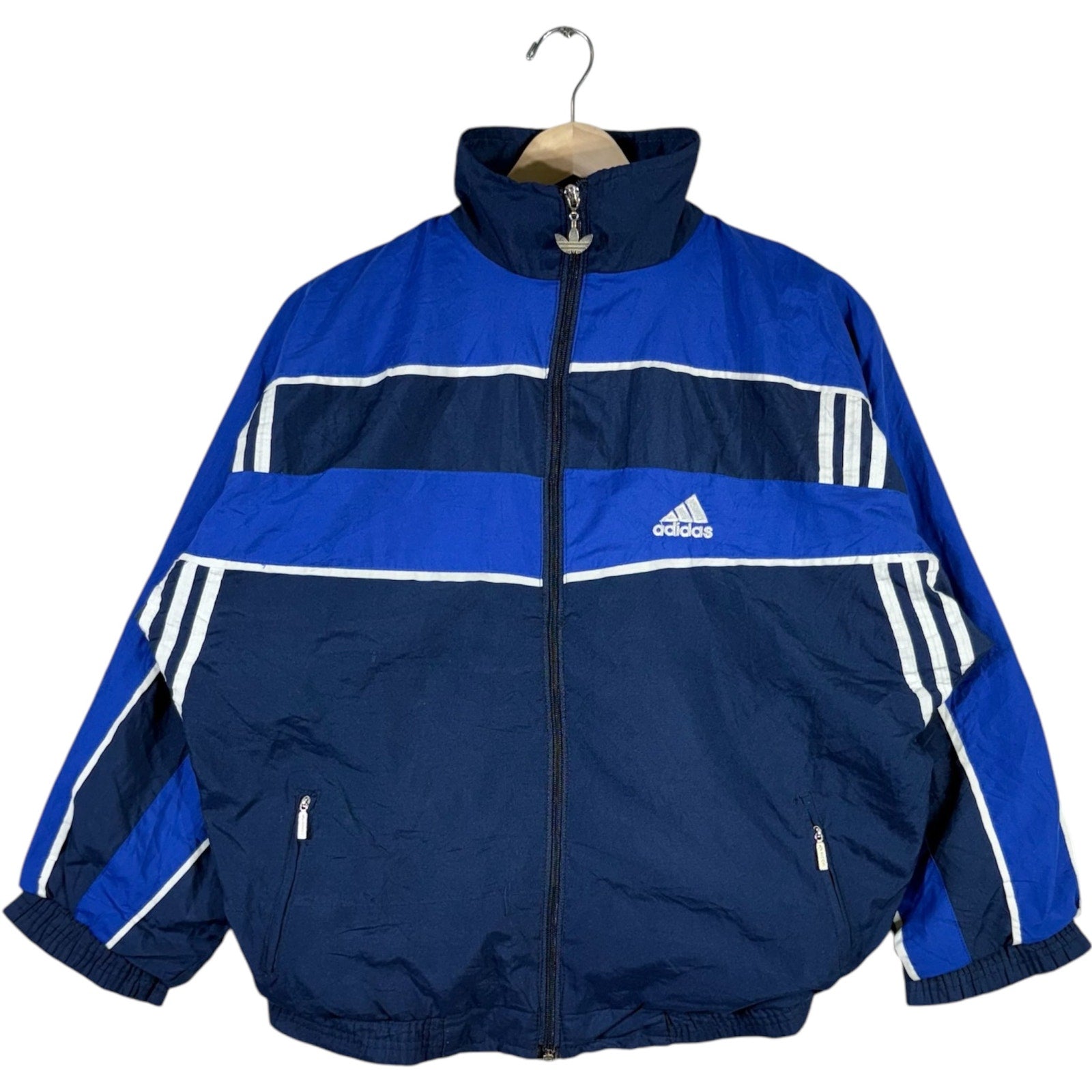 Vintage Adidas Mini Logo Striped Full Zip Windbreaker