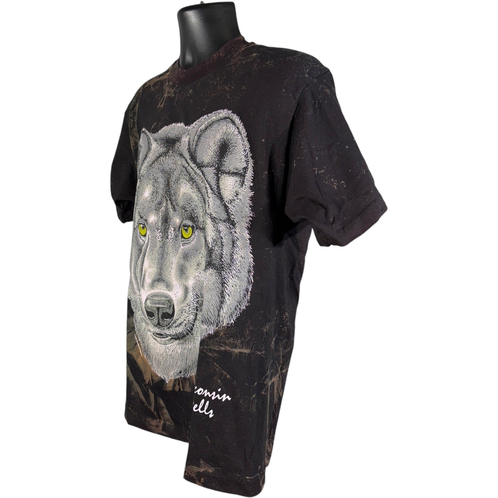 Vintage Big Face Wolf Wisconsin Dells Souvenir Tee 90s