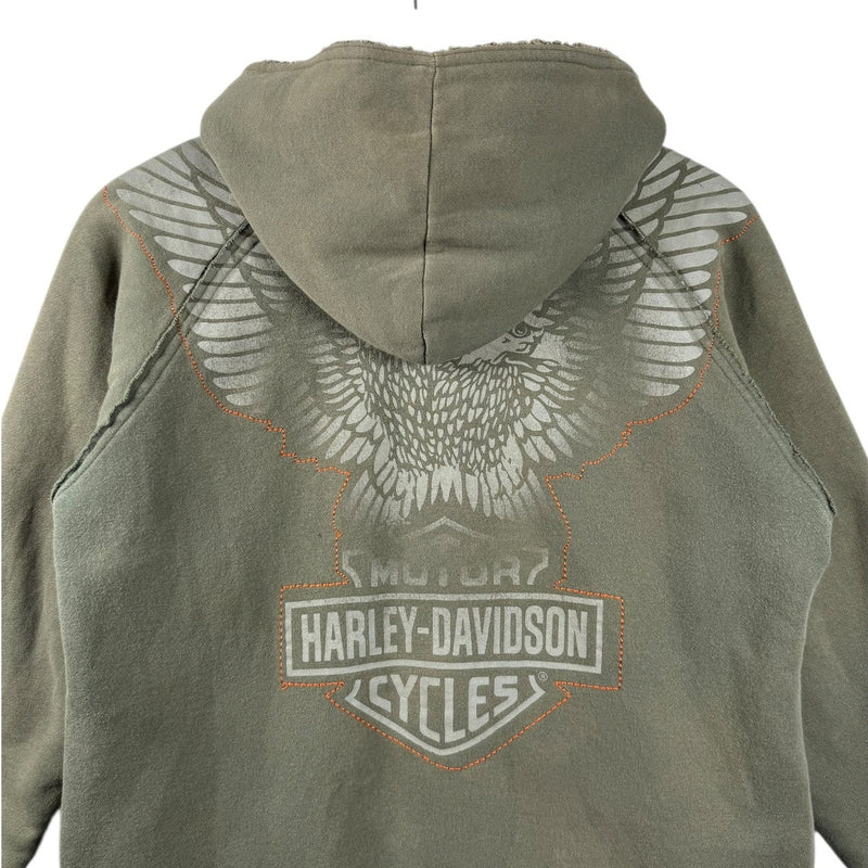 Vintage Harley Davidson Embroidered Sherpa Lined Hoodie
