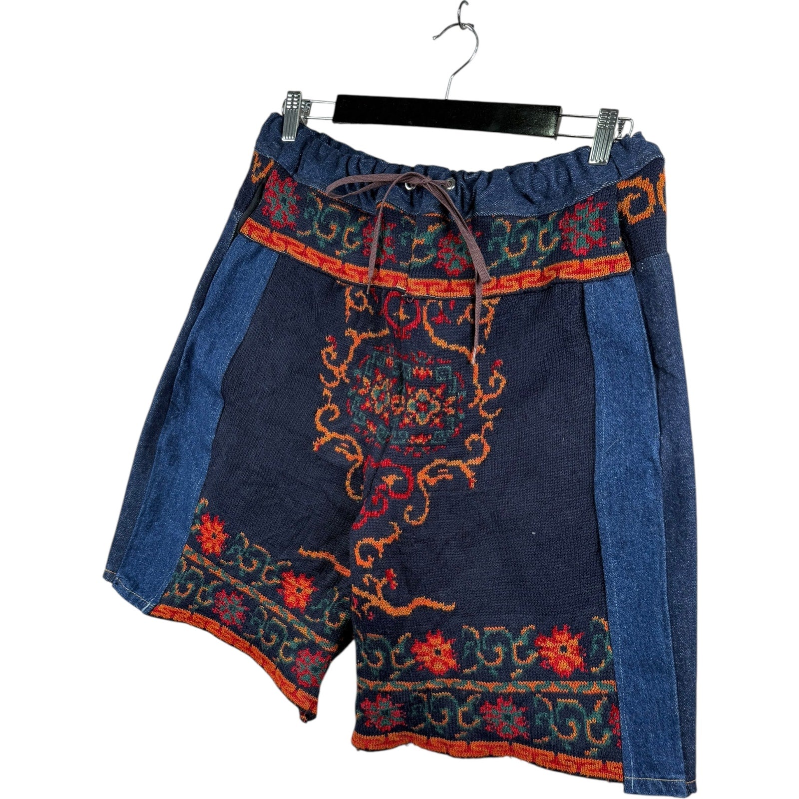 Vintage Tapestry Embroidered Patchwork Denim Shorts 34.5