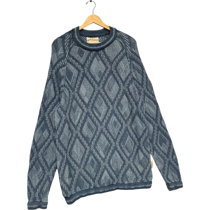 Vintage 3D Argyle Patterned Textured Pullover Sweater