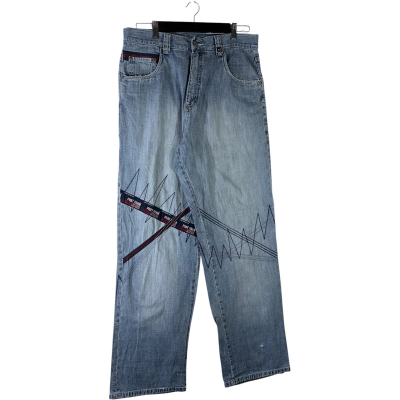 Vintage Phat Farm Embroidered Wide Leg Denim Jeans 32x33