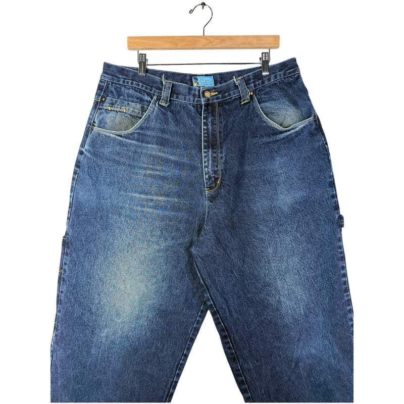 Vintage Cropped Raw Blue Carpenter Denim Jeans 38x26