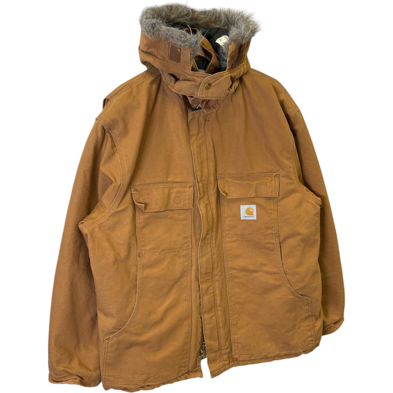 Vintage Carhartt CO3 Full Zip Fur Hood Workwear Jacket