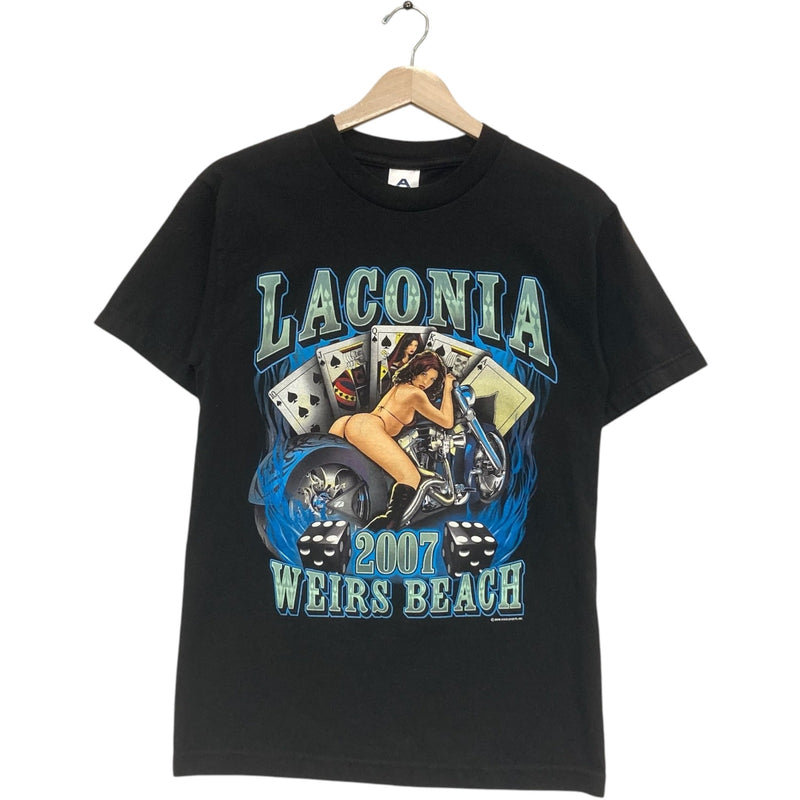 Laconia Weirs Beach Flaming Motorcycle Tee 2007