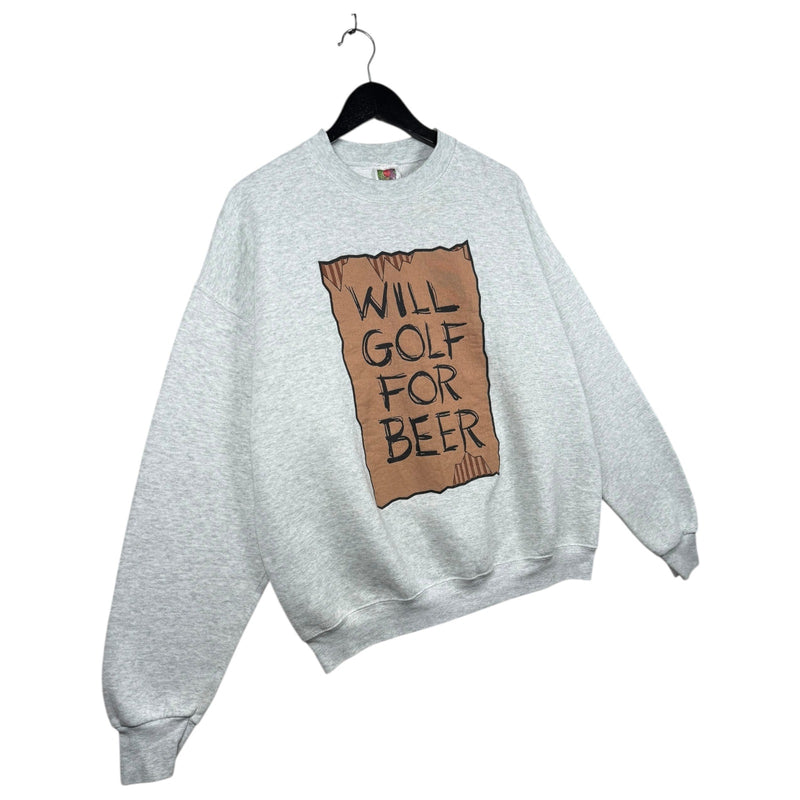 Vintage Will Golf For Beer Graphic Print Crewneck