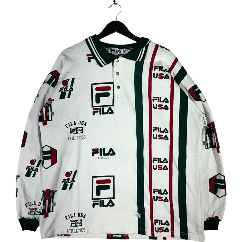 Vintage FILA USA AOP Collared Sweatshirt 90s