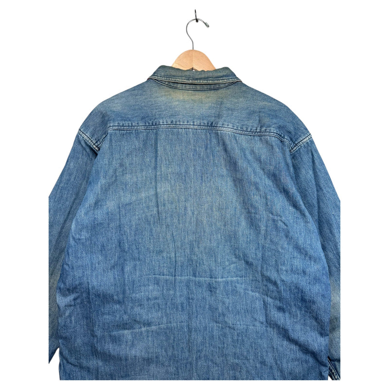 Vintage L.L. Bean Flannel Lined Denim Long Sleeve Button Up