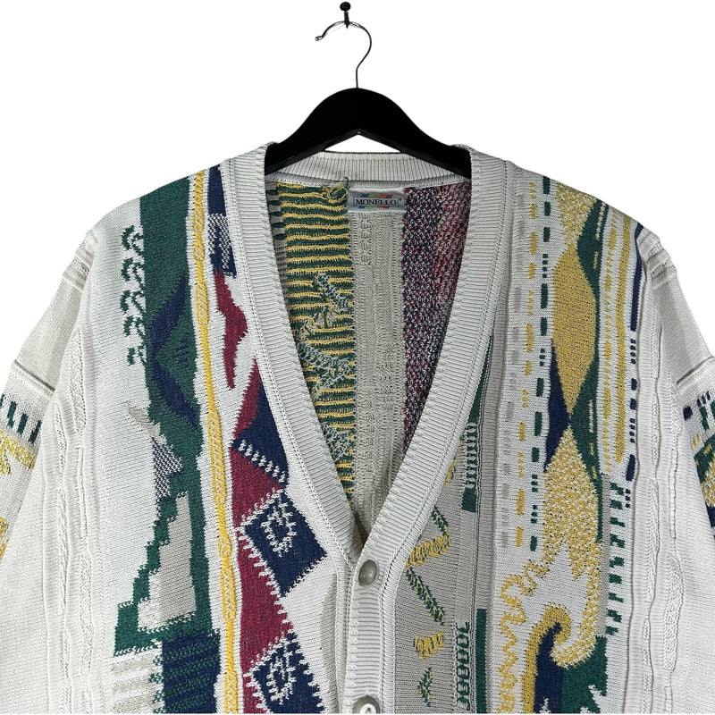 Vintage Monello Geometric Print 3D Knit Cardigan Sweater