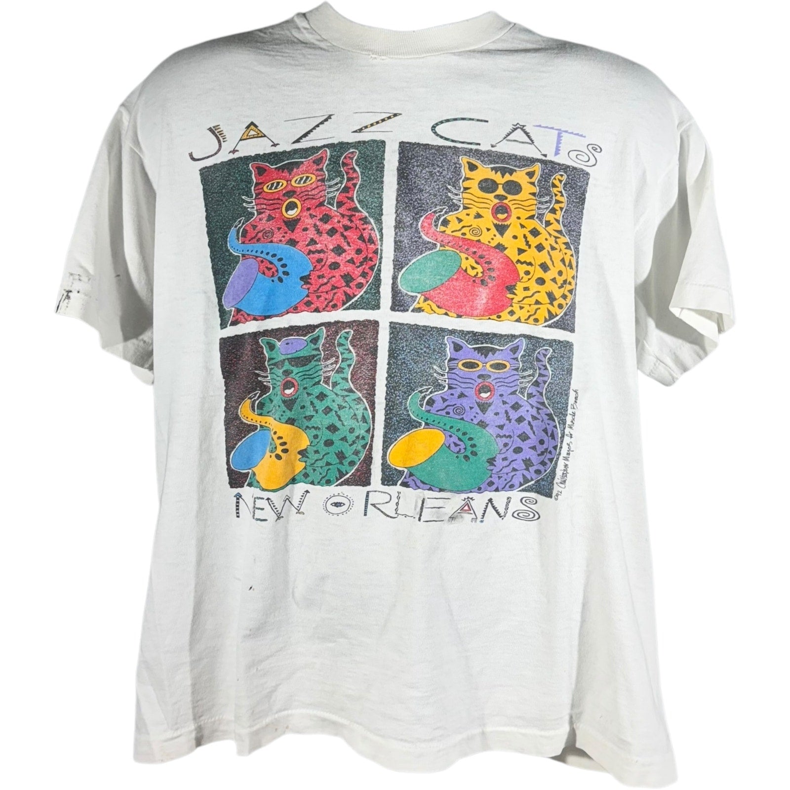 Vintage Jazz Cats New Orleans Souvenir Tee 1992