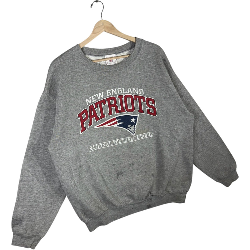 Vintage New England Patriots Arch Spellout Logo NFL Crewneck