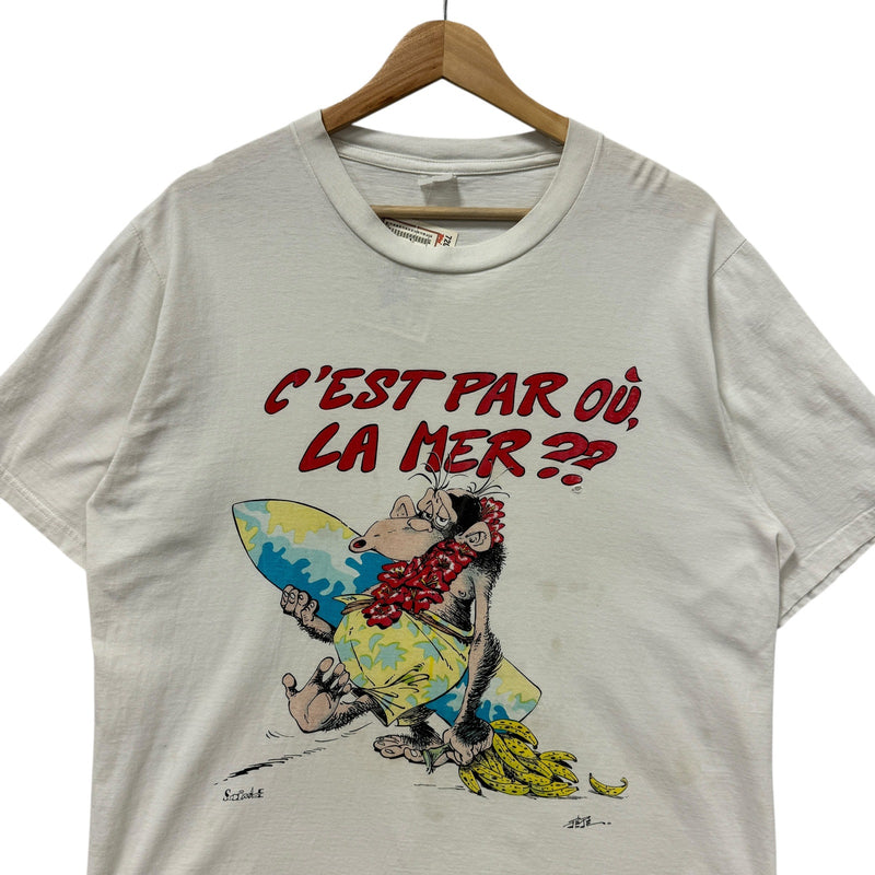 Vintage "Which Way To The Sea" French Surfing Ape Tee