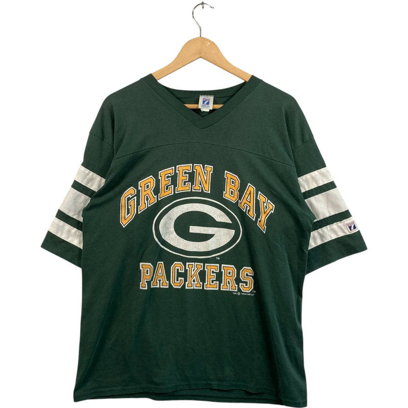 Vintage Logo 7 Green Bay Packers Spellout Football NFL Tee