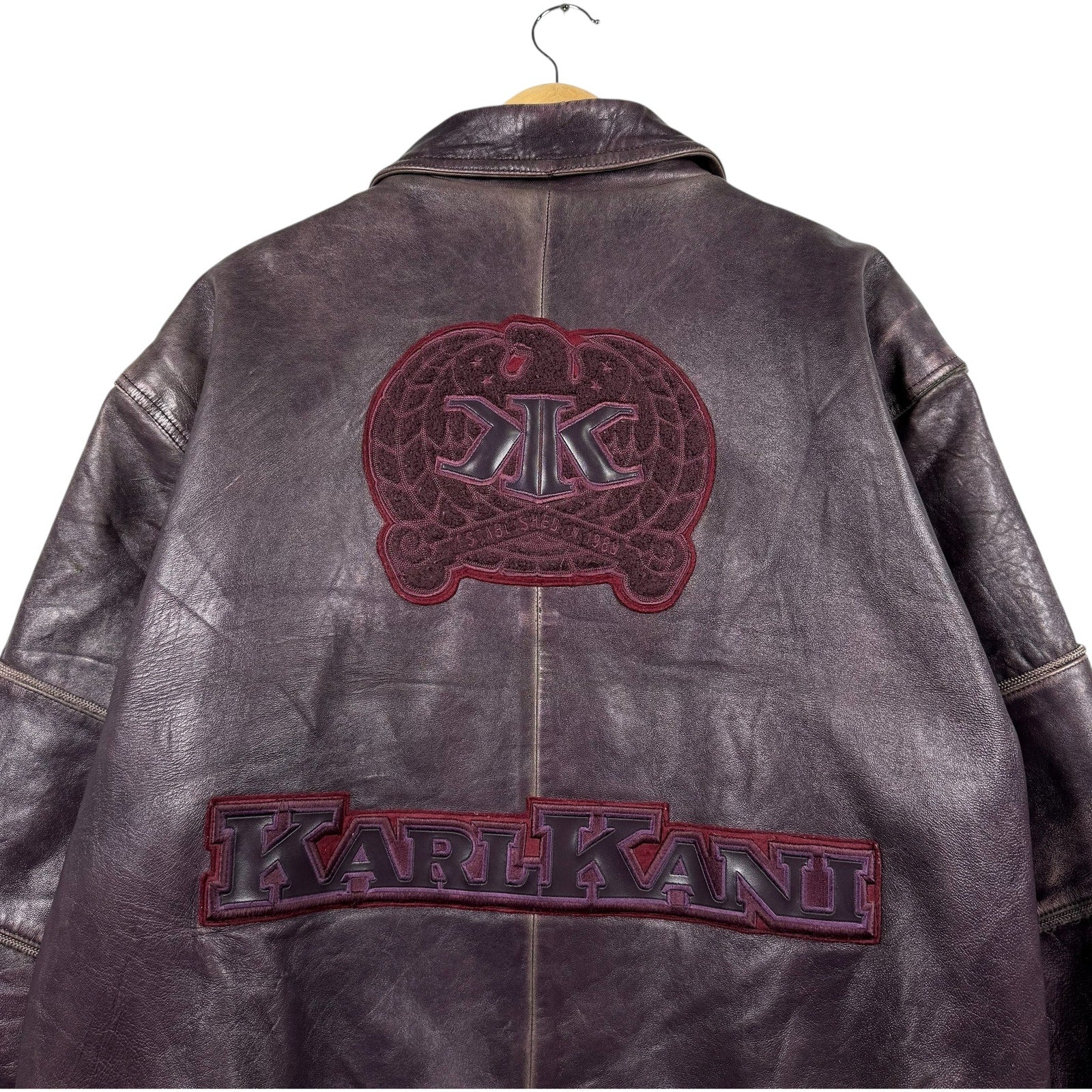 Vintage Karl Kani Embroidered Leather Bomber Jacket