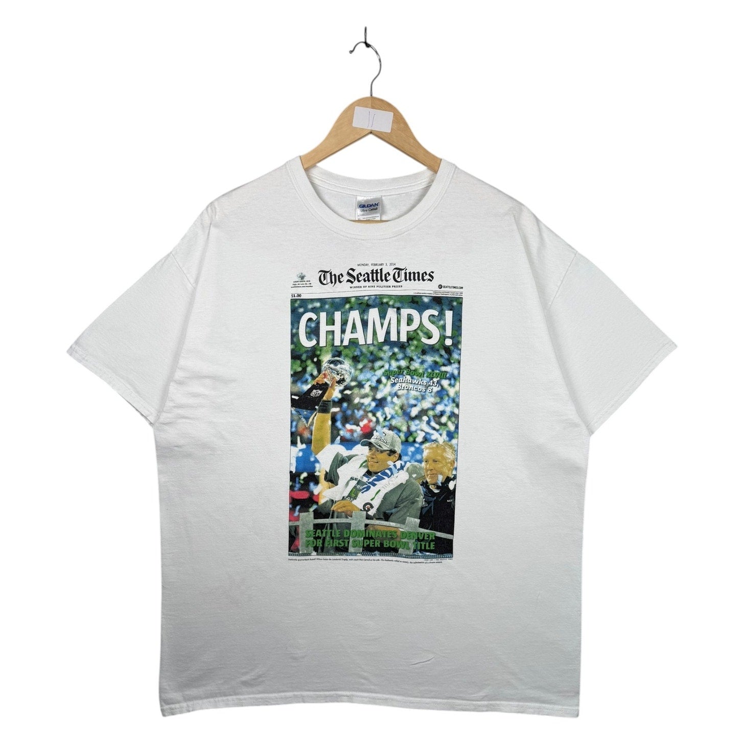 Vintage The Seattle Times Newspaper Cover NFL T-Shirt