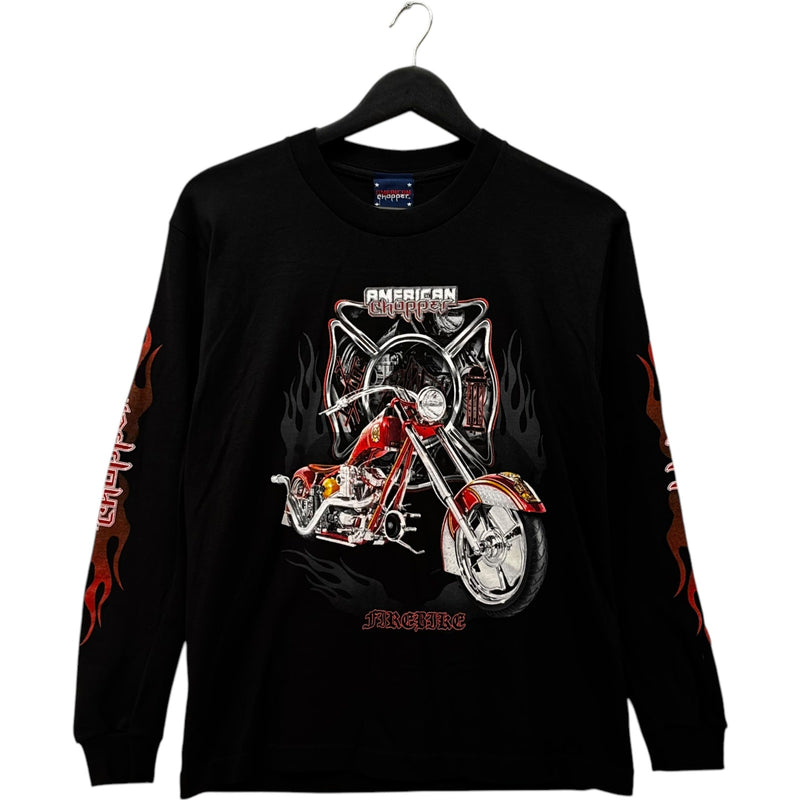 Vintage American Chopper Flaming Motorcycle Long Sleeve