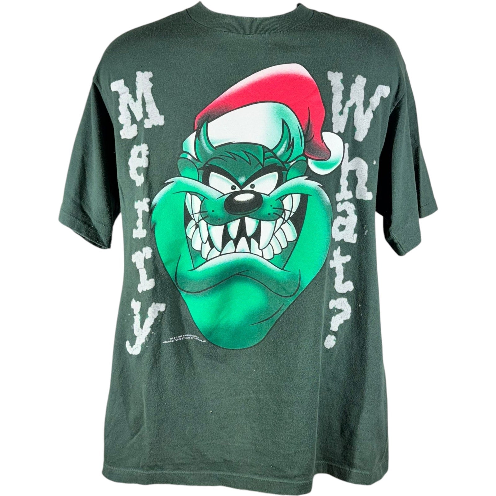 Vintage Looney Tunes Taz "Merry What" Christmas Tee 90s