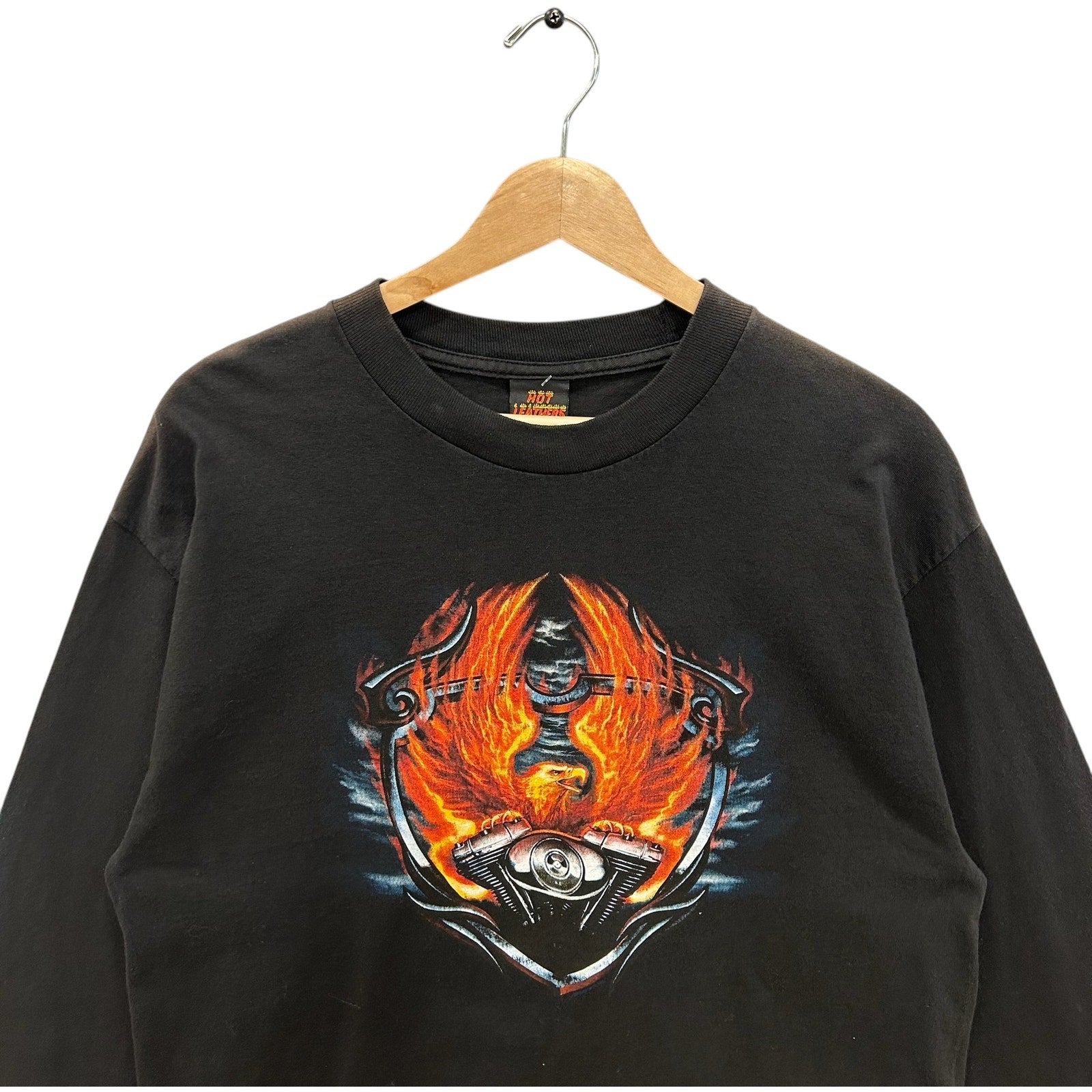 Vintage Y2K Hot Leather Long Sleeve Flame Sleeve Print Tee