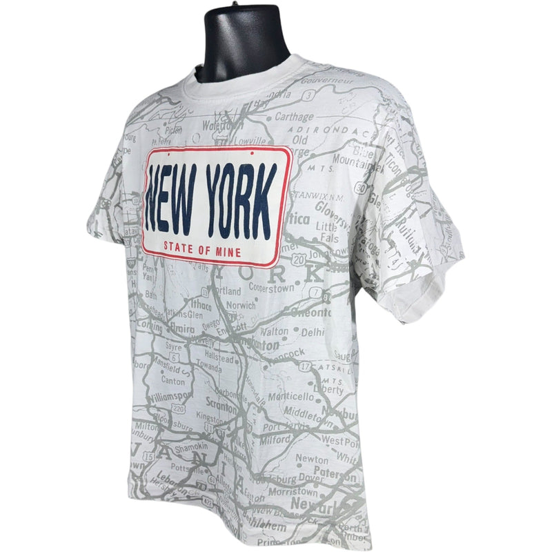 Vintage "NEW YORK" State Map AOP Souvenir Tee 90s