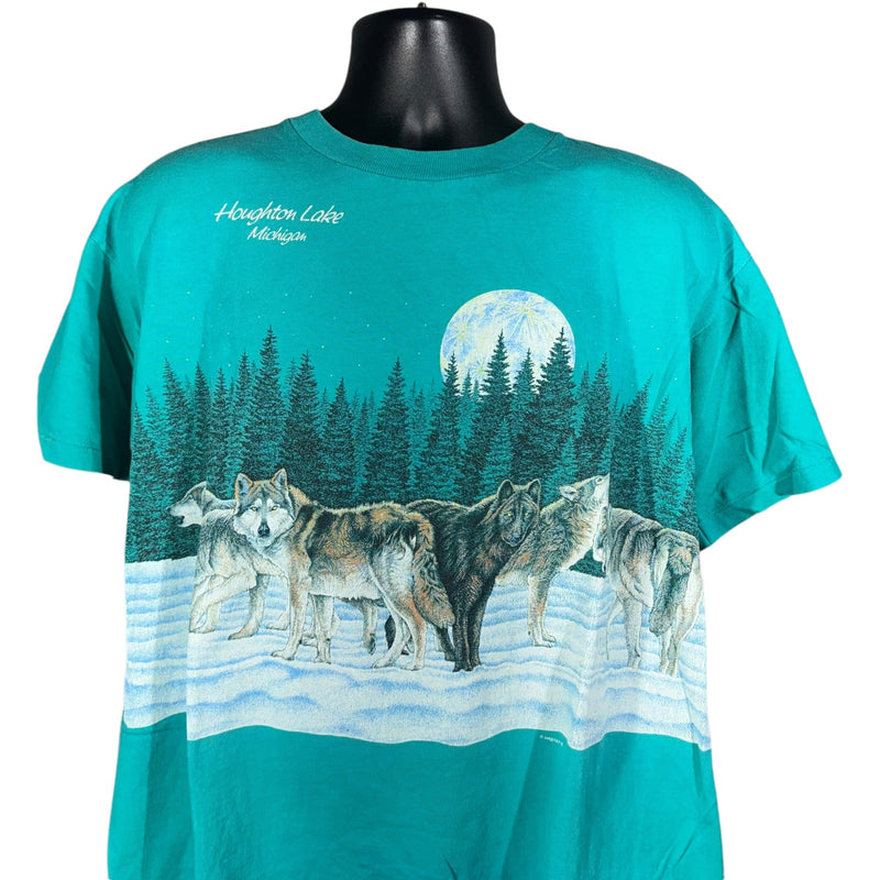 Vintage Houghton Lake Michigan Wolf Pack Souvenir Tee