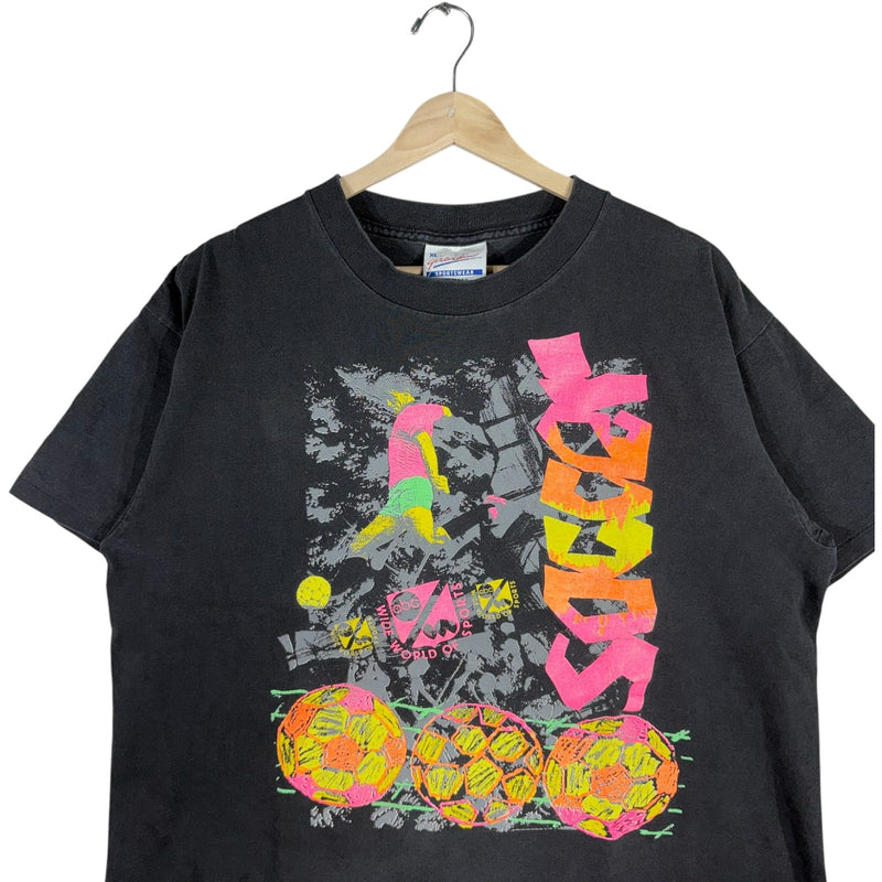 Vintage ABC World Of Sports Soccer Art Spellout Tee