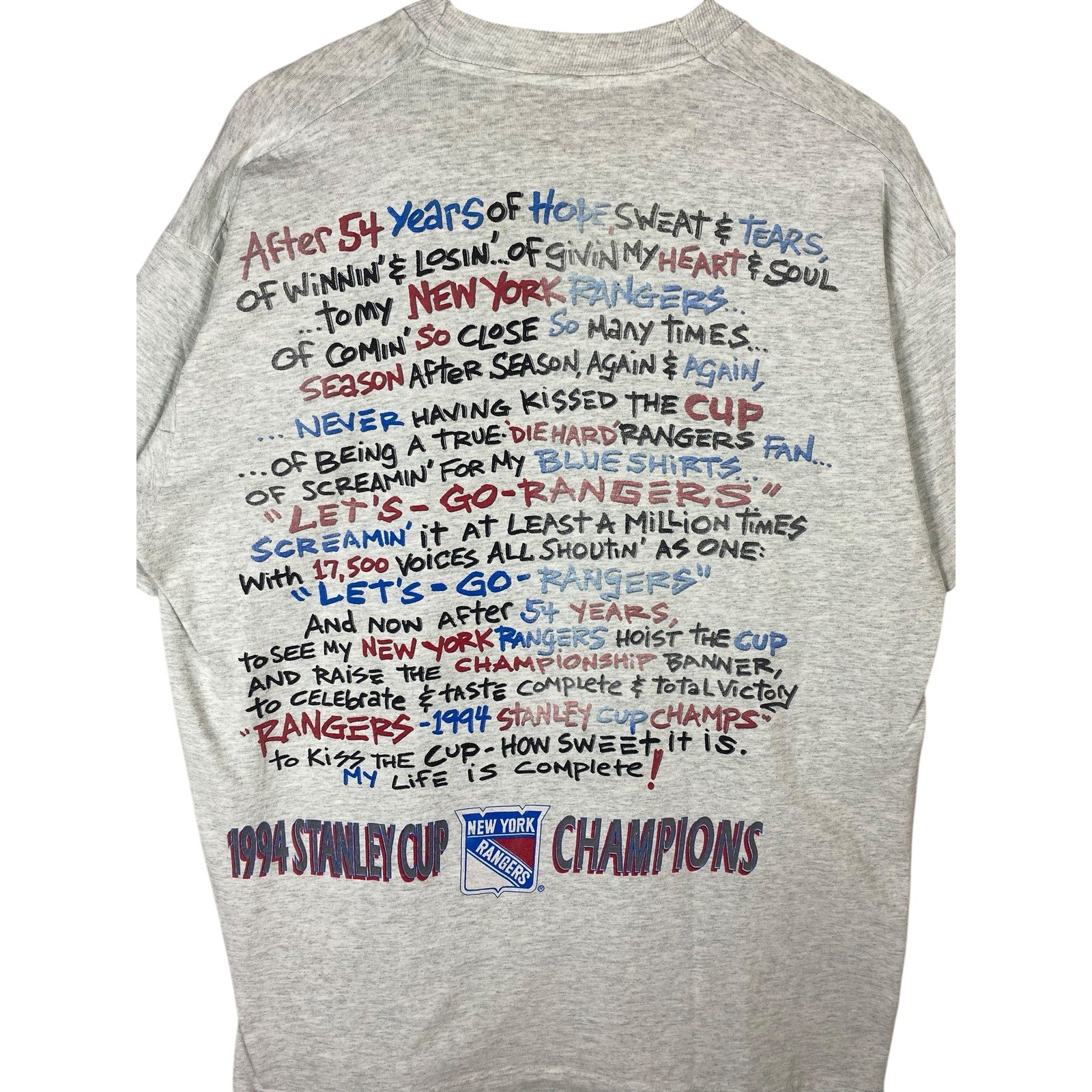 Vintage New York Rangers Stanley Cup 1994 NHL T-Shirt
