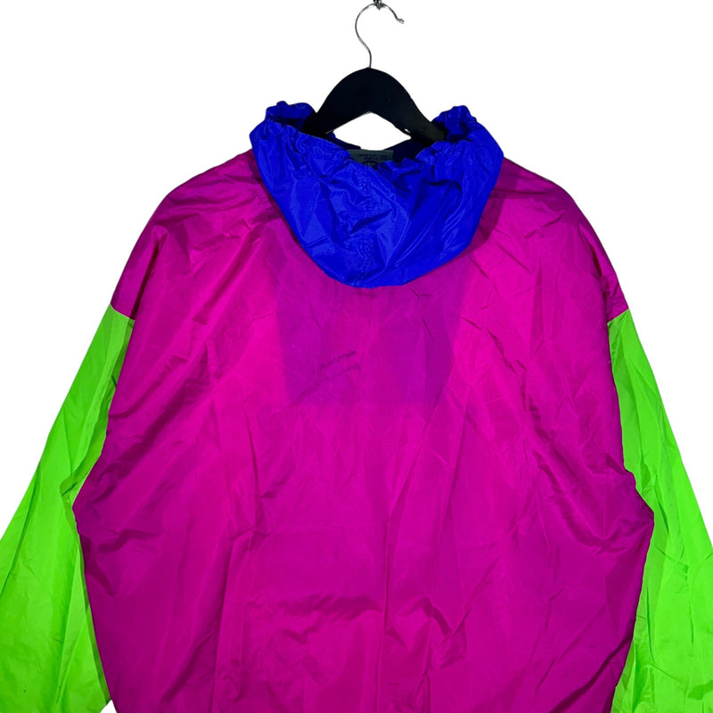 Vintage Color Block Hooded Anorak Light Jacket