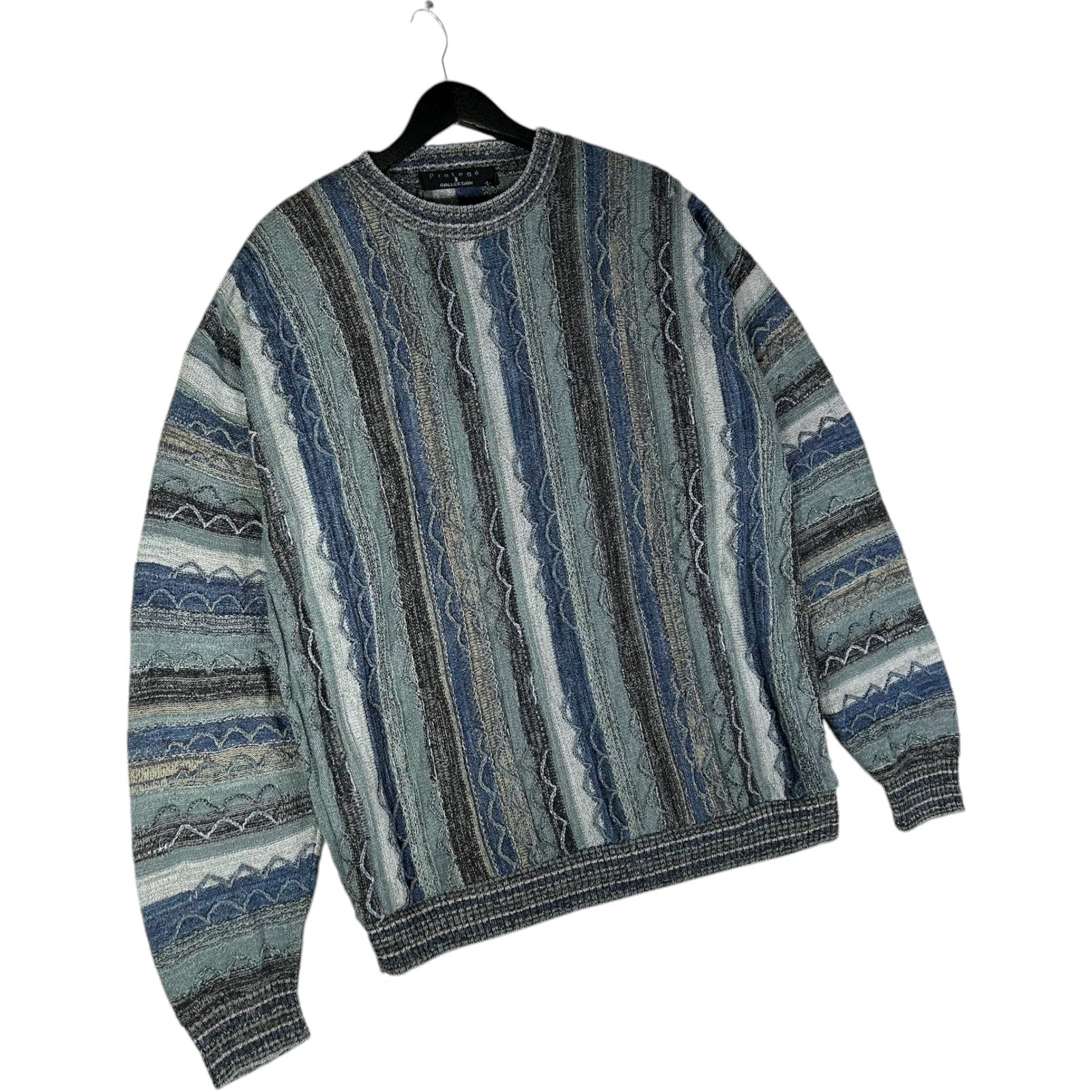 Vintage Descente top made in Canada striped 3D knit sweater size large men’s