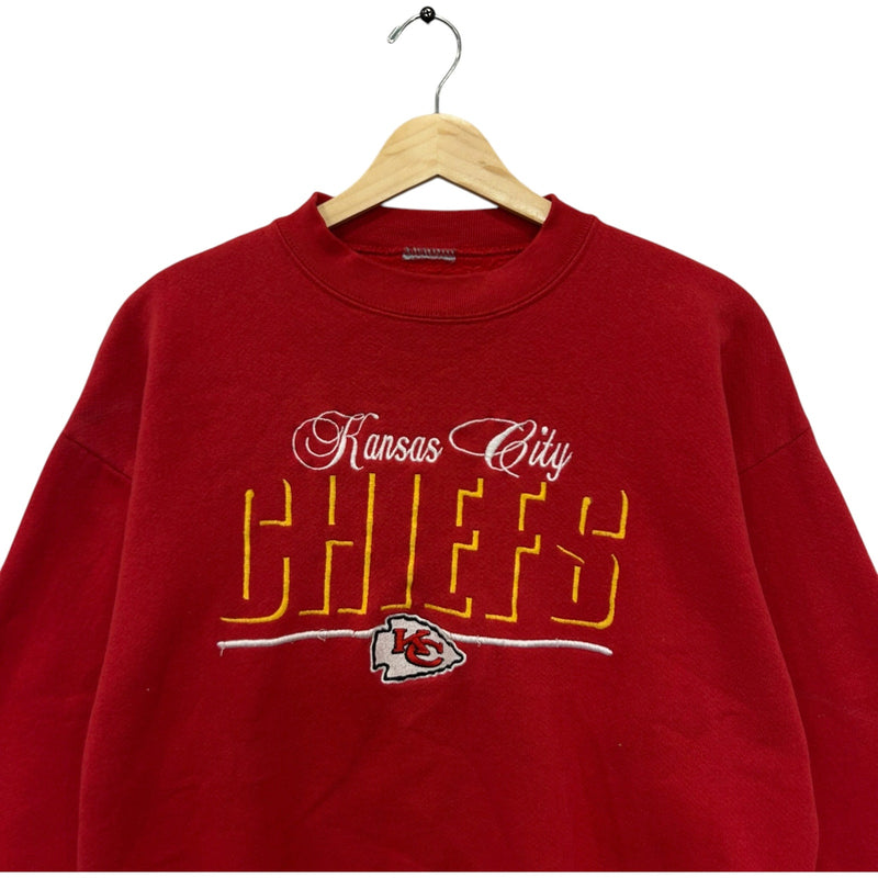 Vintage Kansas City Chiefs Embroidered Spellout Pullover NFL Crewneck