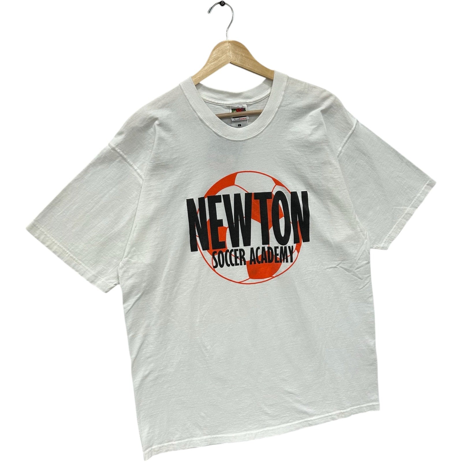 Vintage Newton Soccer Academy Spellout Ball Promo Tee