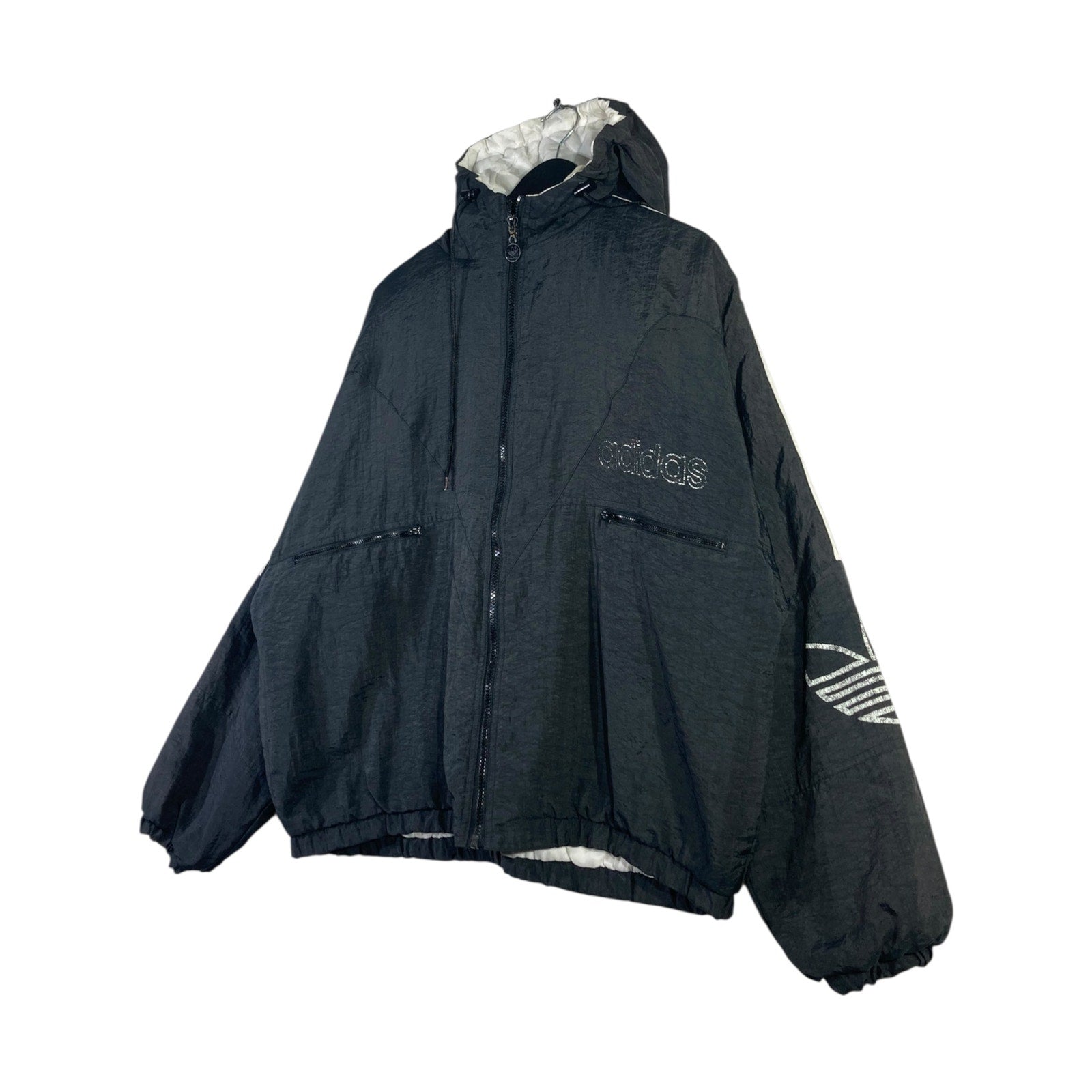 Vintage Adidas Trefoil 3-Stripes Hooded Windbreaker