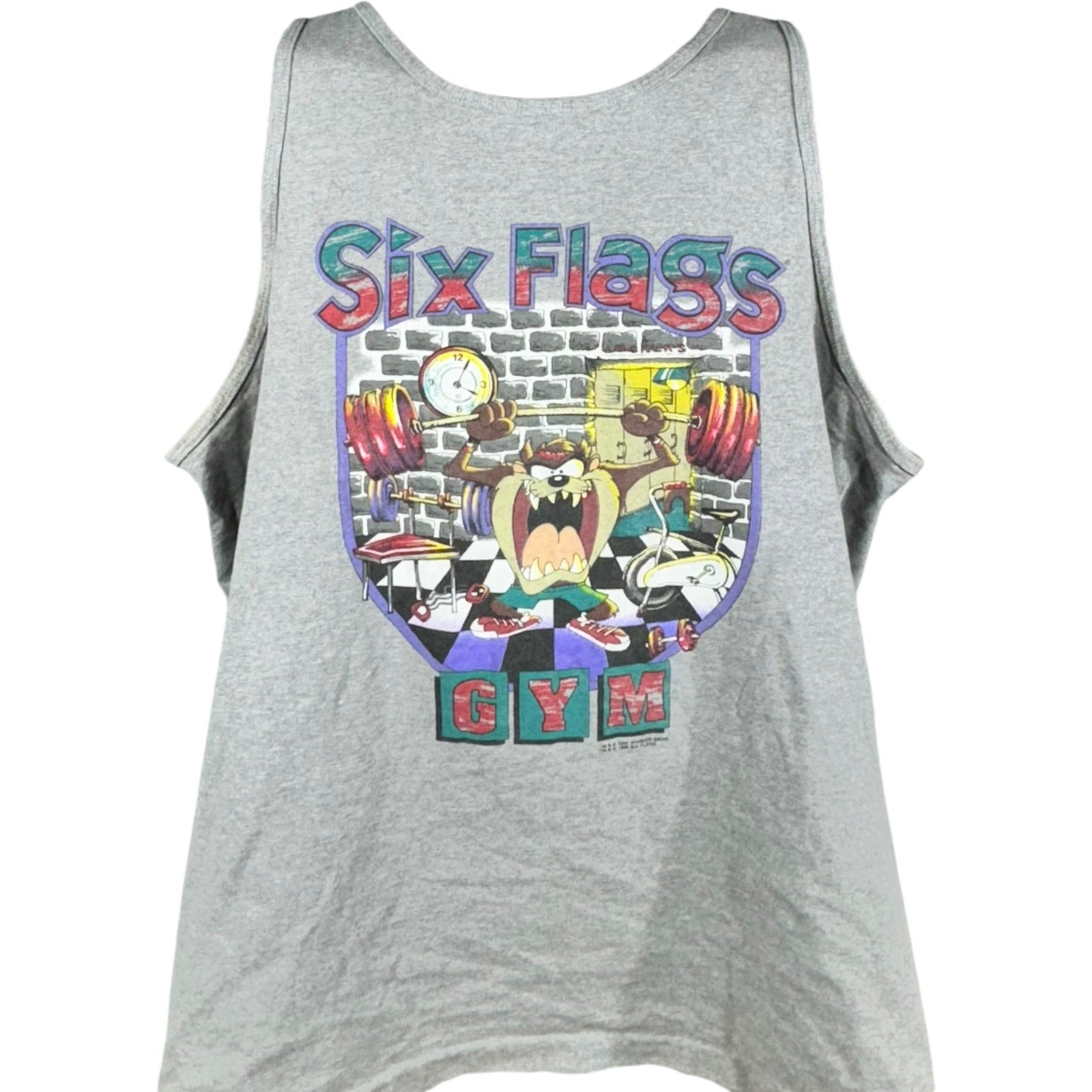 Vintage Six Flags Taz Gym Tank Top 90's