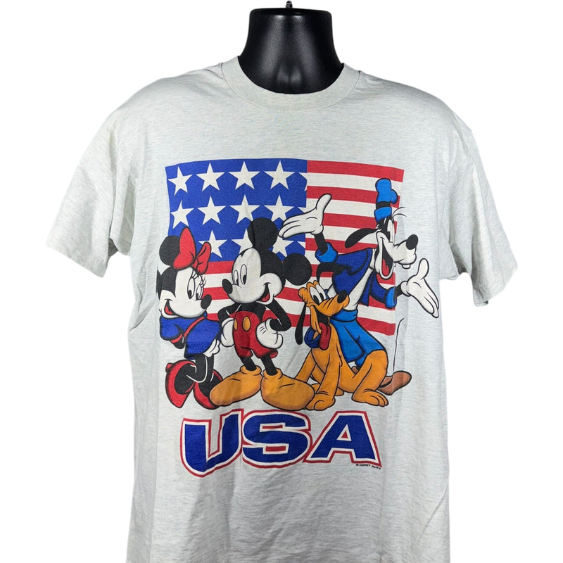 Vintage Disney Mickey And Friends USA Flag Tee 90s