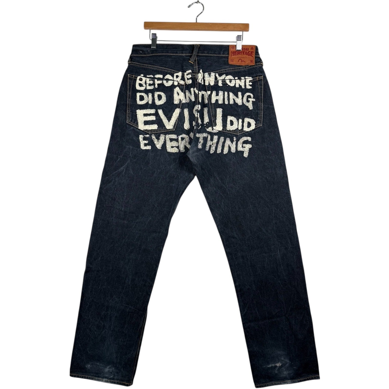Y2K Evisu Quote Straight Leg Denim Jeans 34x33