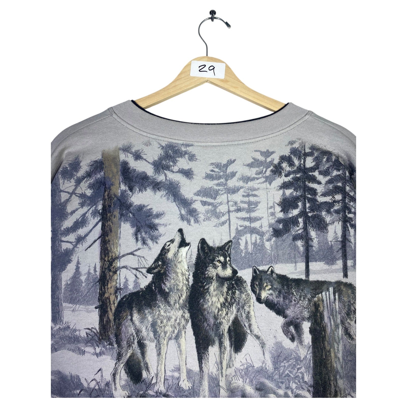 Vintage Allover Print Wolves Sweatshirt Crewneck