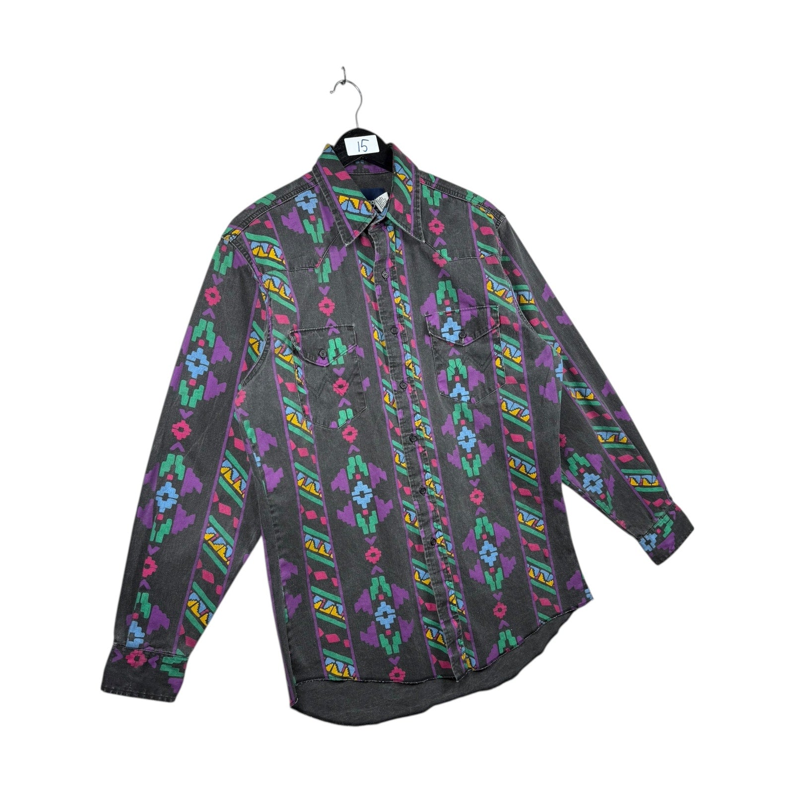 Vintage Wrangler Aztec Western Long Sleeve Button Up Shirt