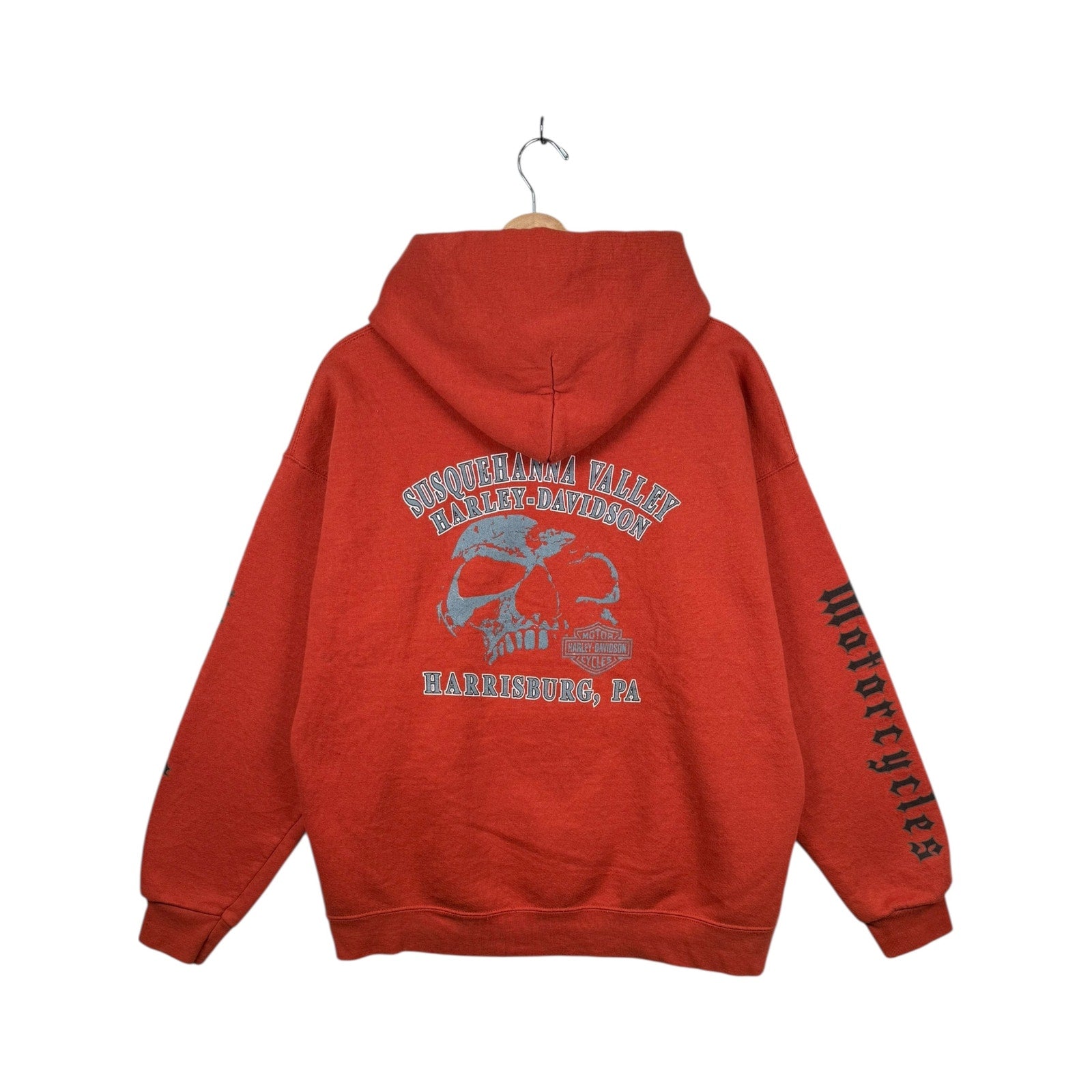 Vintage Harley Davidson Skull Graphic Hoodie