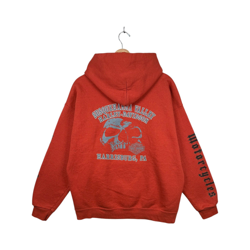 Vintage Harley Davidson Skull Graphic Hoodie