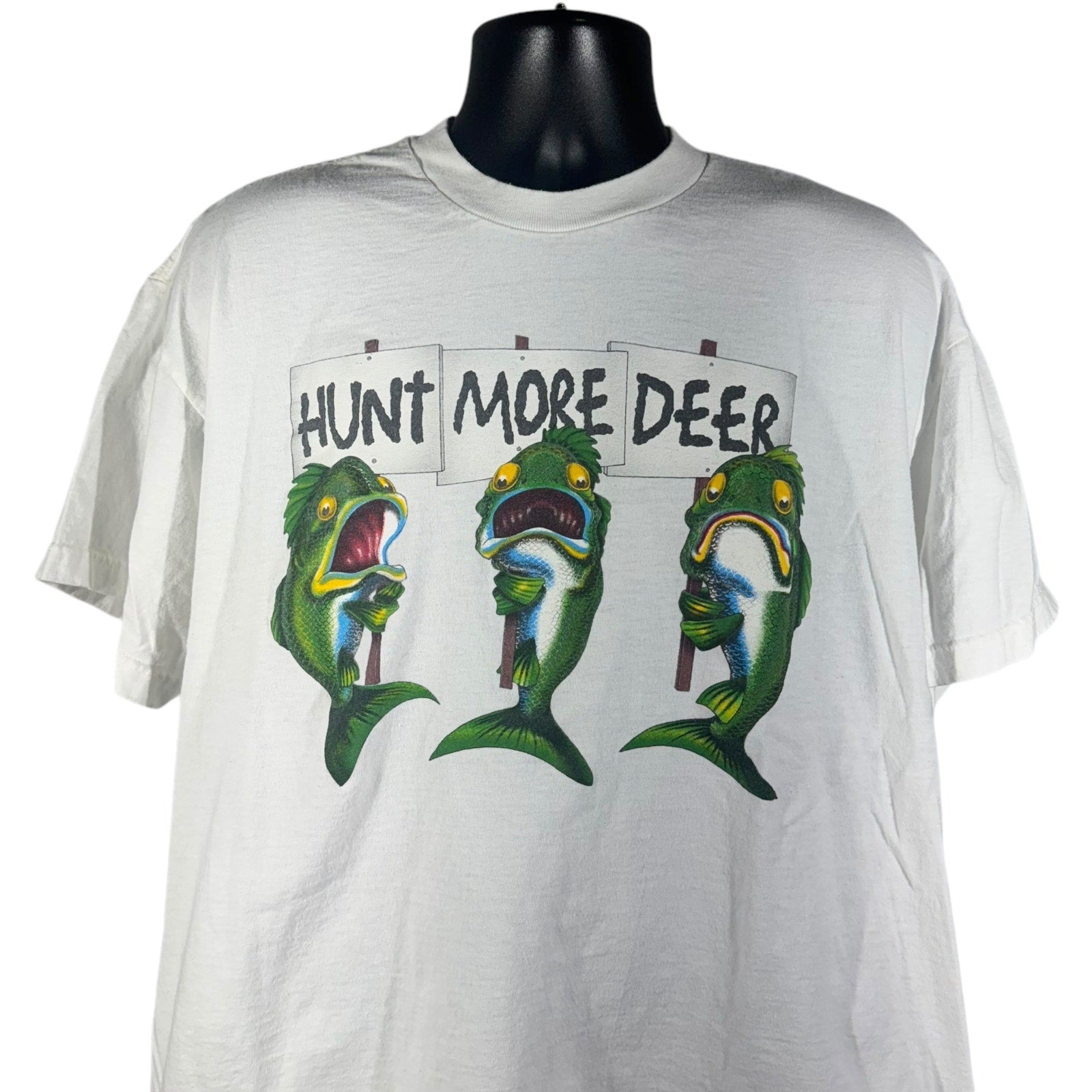 Vintage "Hunt More Deer" Fishing Humor Tee