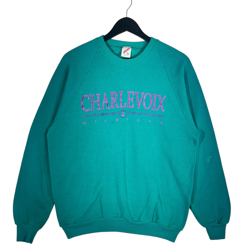 Vintage Charlevoix Michigan Spellout Souvenir Crewneck