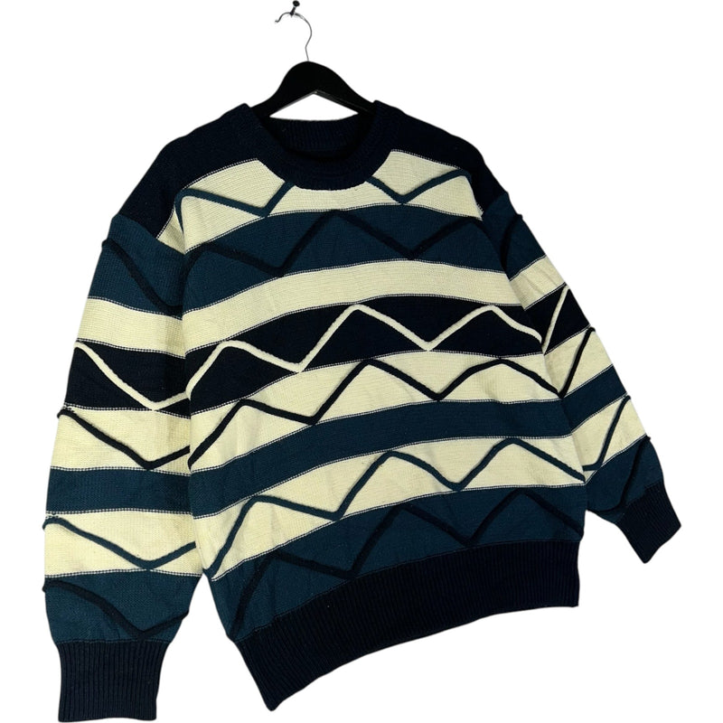 Vintage 3D Knit Striped Sweater