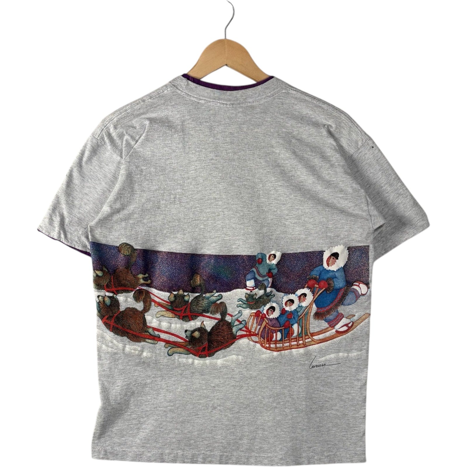 Vintage Alsaka Dog Sled Wrap Around Souvenir Tee