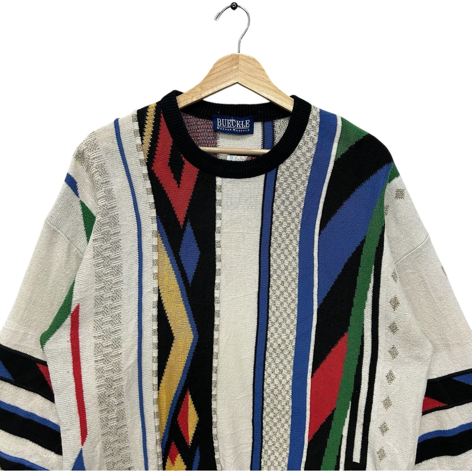 Vintage Bueckle Geometric Pattern Knit Sweater 90s