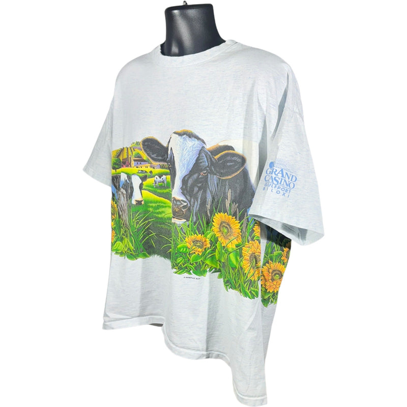 Vintage Country Farm Landscape Cow Wrap Around Nature Tee