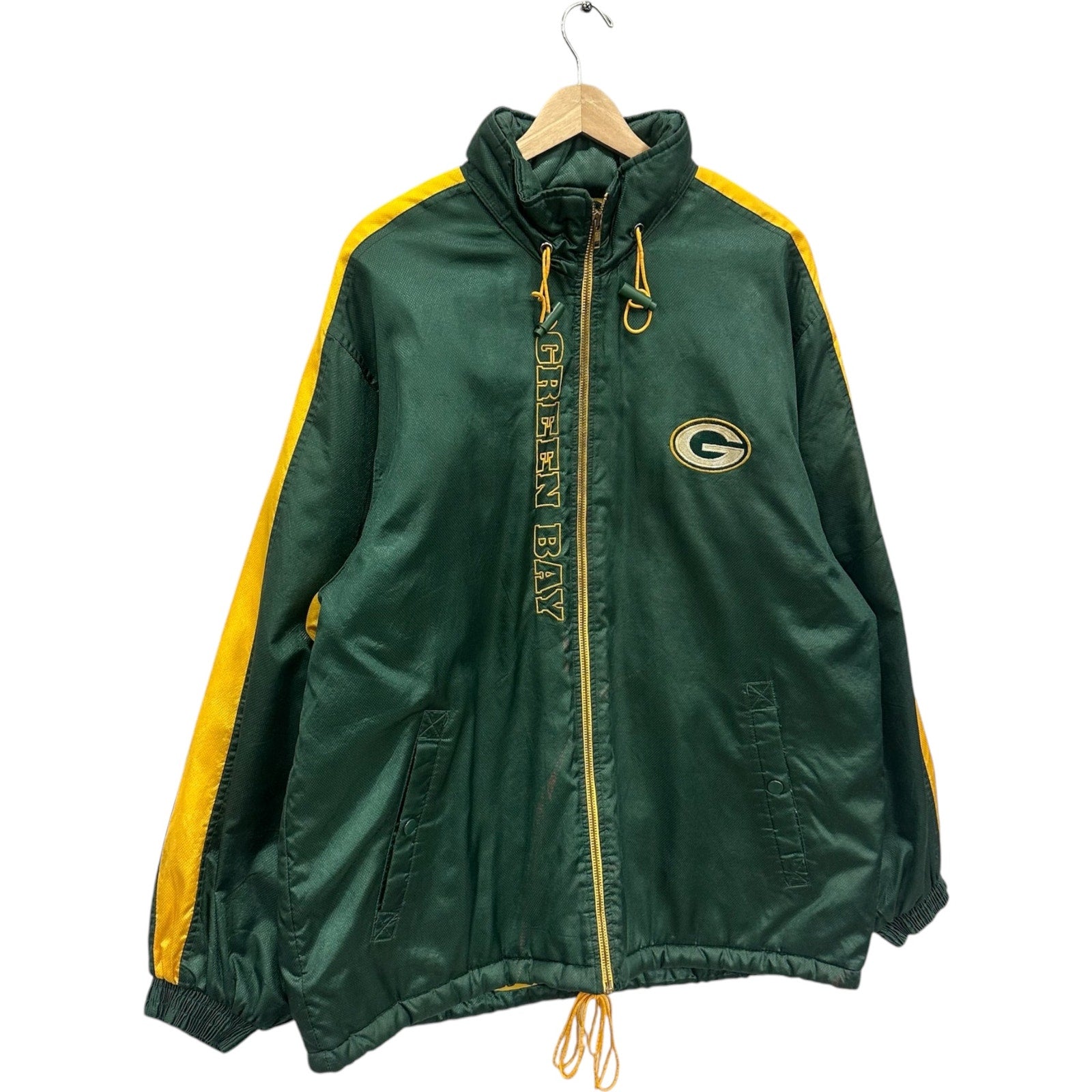 Vintage Green Bay Packers Spellout NFL Puffer Jacket Medium