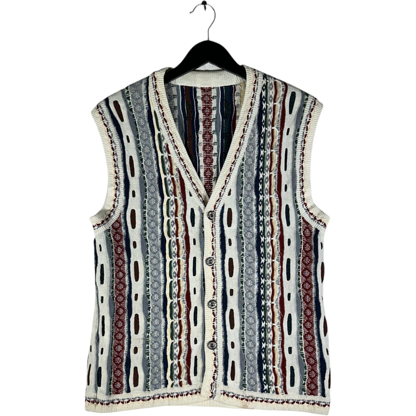 Vintage 3D Knit Button Down Sweater Vest